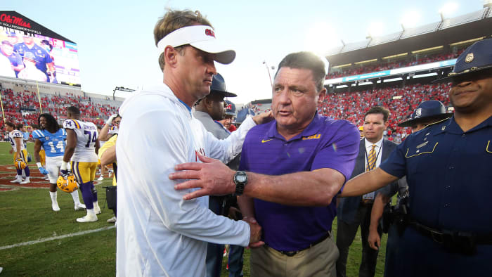 LSU's Ed Orgeron and Ole Miss's Lane Kiffin